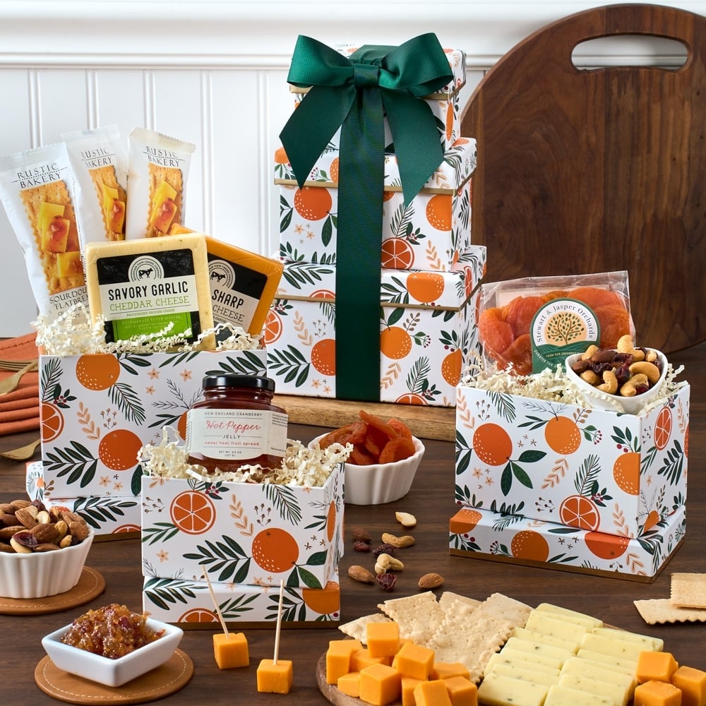 Cheese and Cracker Autumn Gift Tower